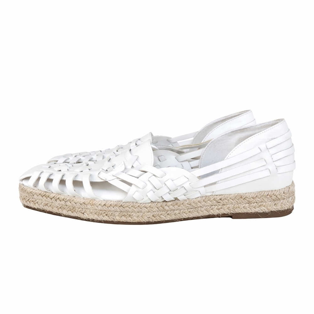 Sam & Libby ASHA White Woven Espadrille Flats Size 8 Fisherman Sandals Boho - Picture 2 of 9